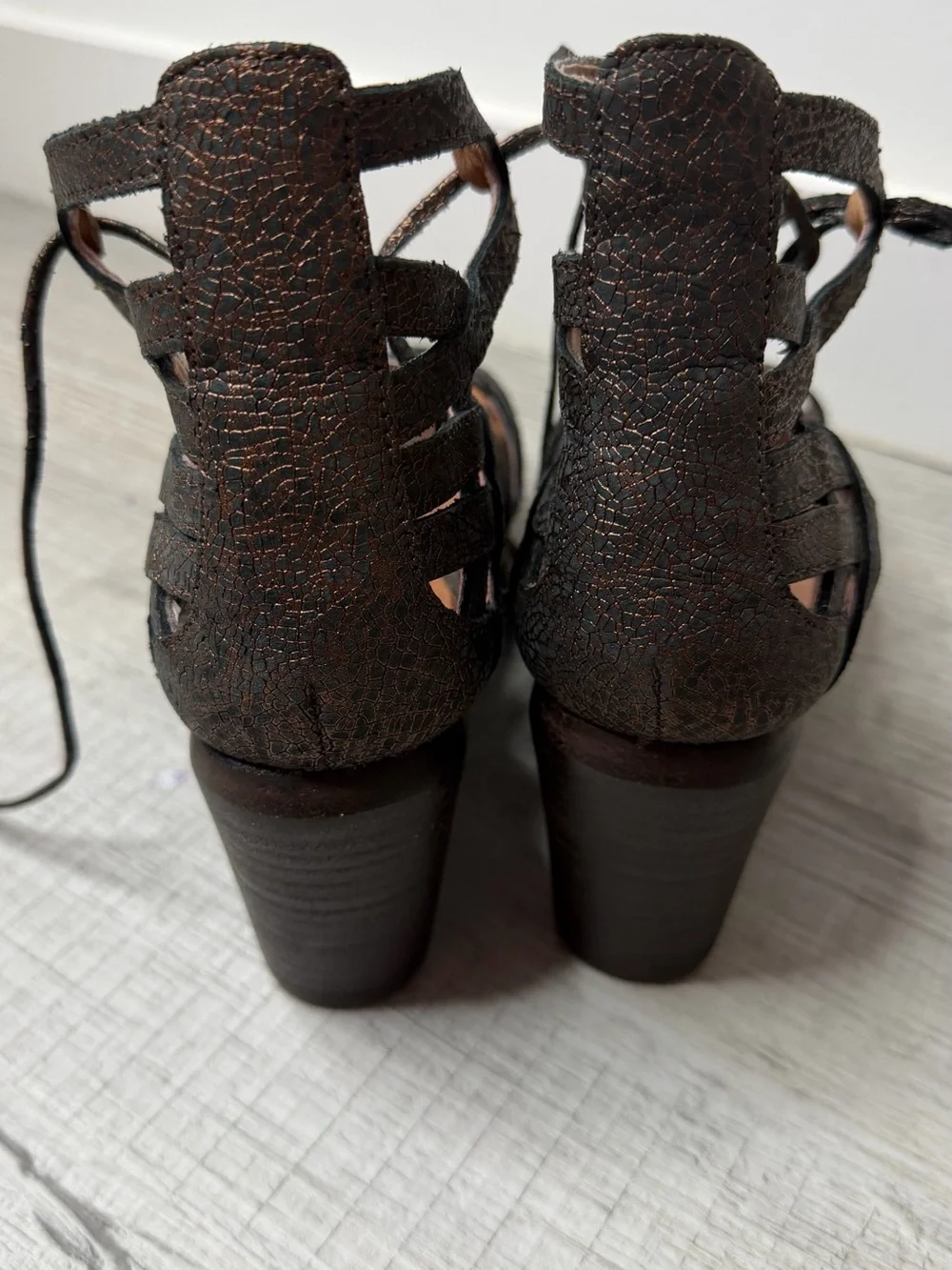 Women’s Black Lace-Up Wedge Sandals